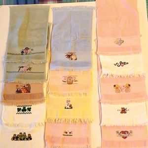Hand Embroidered Tea Towels, set of 16 holiday/seasonal